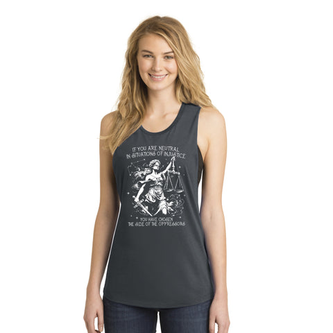 Ready To Ship - Women’s XS District Charcoal Situations of Injustice Muscle Tank