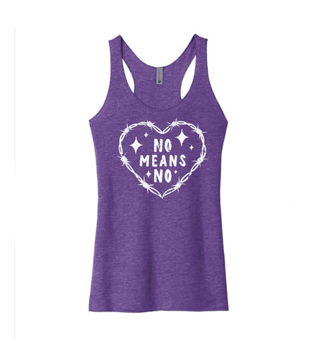 Ready To Ship - No Means No Women’s Next Level Purple Rush Triblend Tank