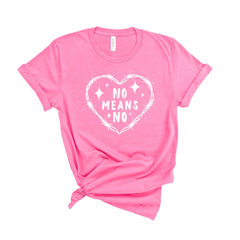Ready To Ship - No Means No Bella Canvas Adult Unisex Charity Pink Tee