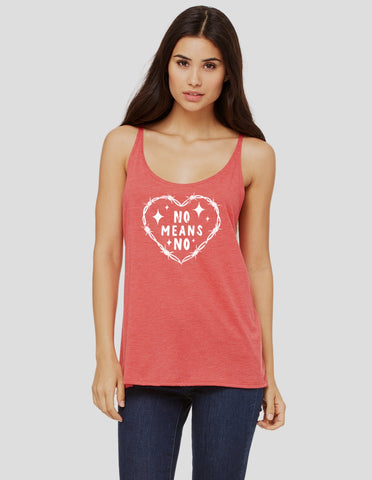 Ready To Ship - No Means No Women’s Bella Canvas Heather Red Slouchy Tank