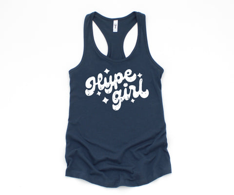 Ready To Ship - Hype Girl Women’s Next Level Indigo Racerback Tank