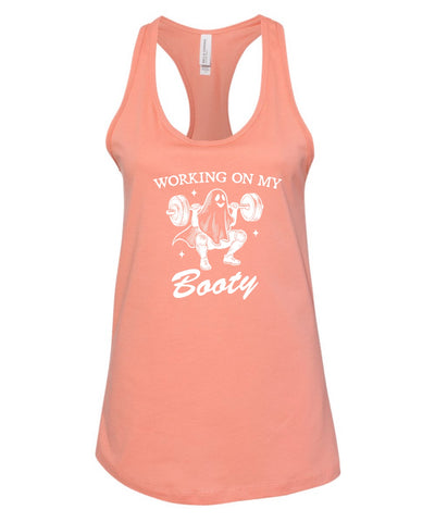 Ready To Ship - Working On My Booty Women’s Bella Canvas Sunset Racerback Tank
