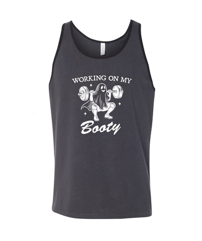 Ready To Ship - Working On My Booty Adult Unisex Bella Canvas Dark Gray/Black Tank